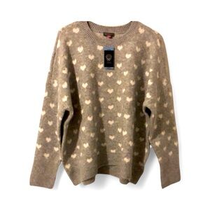 NWT Vince Camuto Heart Sweater Sz. Large. Soft! Boxy Fit. Hearts.